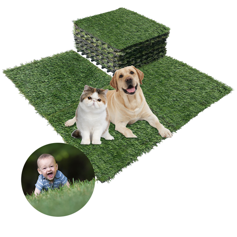 Interlocking Easy Installation Waterproof Artificial Grass Tile For Pet Carpet