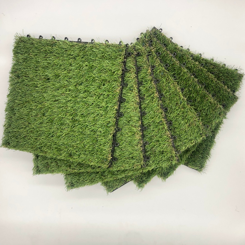 Interlocking Easy Installation Waterproof Artificial Grass Tile For Pet Carpet
