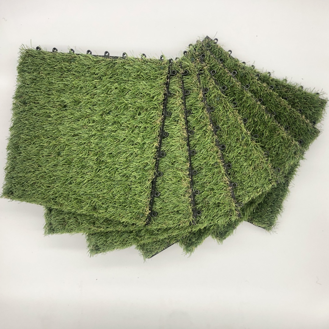Interlocking Easy Installation Waterproof Artificial Grass Tile For Pet Carpet